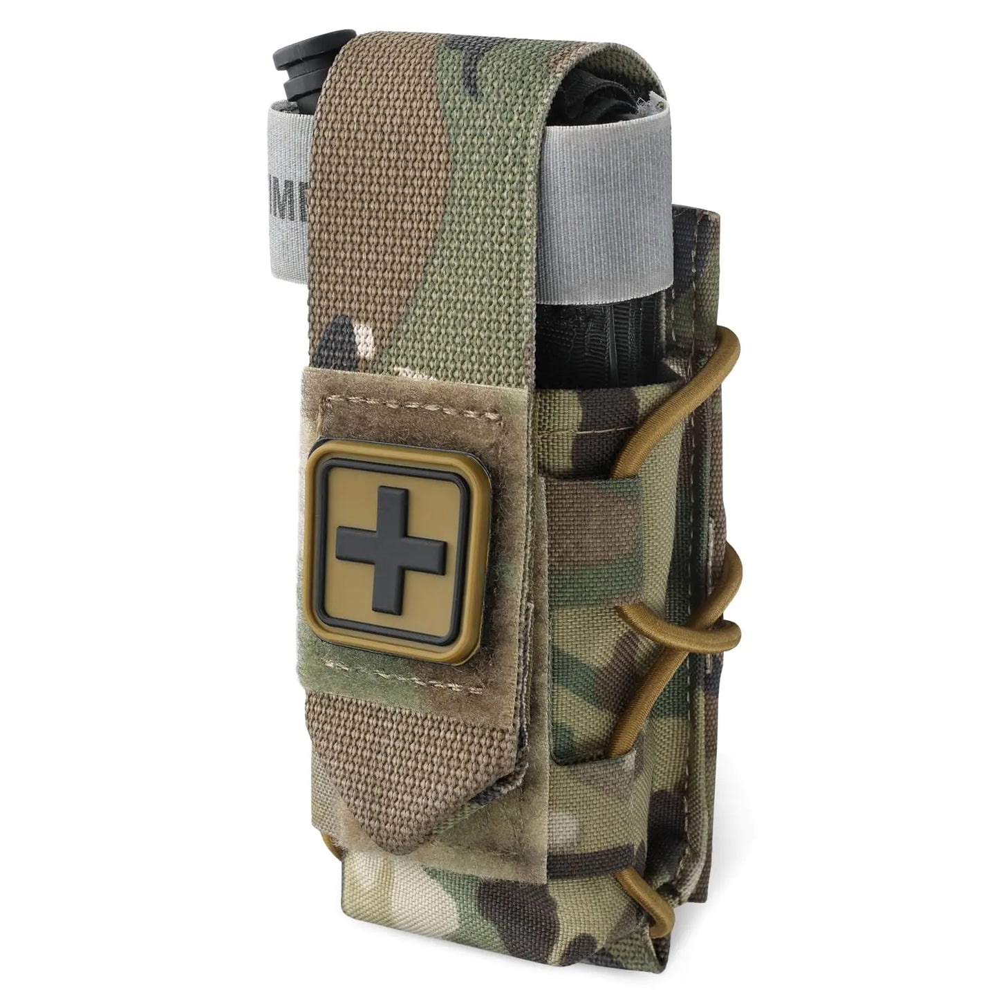 WYNEX MOLLE Tourniquet Holder IFAK TQ Holder Tactical Medical TQ Pouch Holster First Aid Kit Cross Patch/Bungee Cord